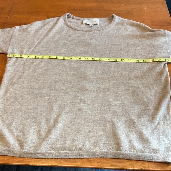 Brochu Walker Womens Size S Cashmere Sweater Camel Pullover Crewneck Back Stripe - Picture 11 of 13